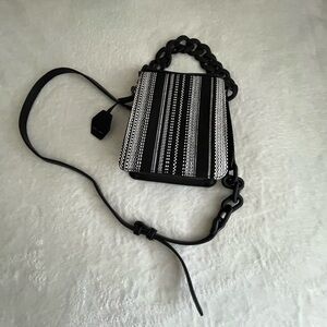 Pixie Mood Black and White Crossbody Bag with Adjustable Strap